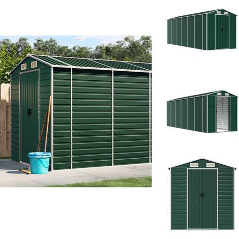 vidaXL Abri de jardin vert 191x555x198 cm acier galvanisé