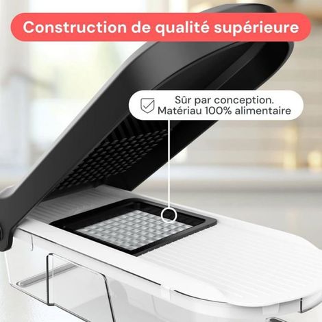 Coupe-légumes Multifonction Noir - Hachoir 6-en-1 Acier Inox - Découpe Cubes Julienne Râpe - Idéal O ACCESSOIRES POUR PULVERISATEUR (1/5)