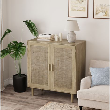 Mueble de almacenaje de 2 puertas de ratán 80 x 40 x 88 cm, natural DESVIAE (1/5)