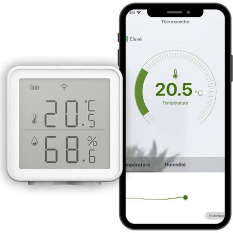 WLAN-fähiges Thermometer und Hygrometer, Fernablesung, Steuerung anderer Geräte basierend auf den Messwerten, kompatibel mit Alexa und Google Home (1/4)