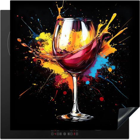 PROTEZIONE PER PIANO COTTURA A INDUZIONE Vino - Bicchiere - Graffiti - Bevanda - Rosso - Vernice 78x78