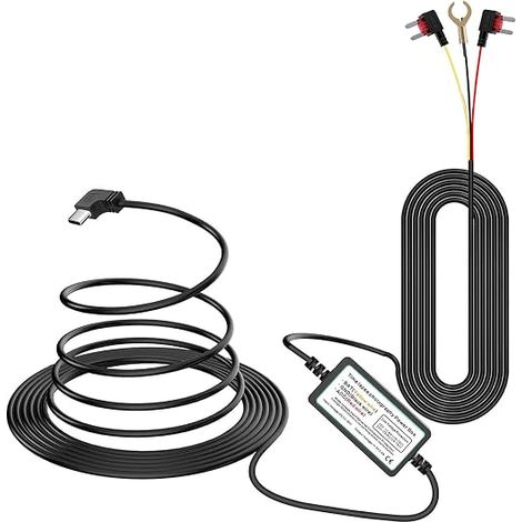 Kit di cablaggio per dash cam Type C converte 12V-24V in 5V/2,5A, caricatore auto, protezione cavo 126 pollici (1/5)