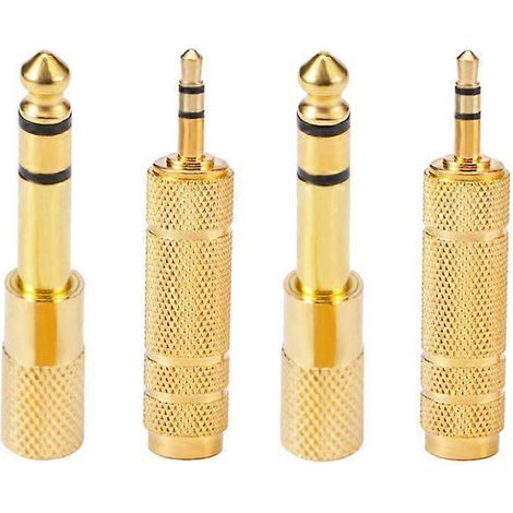 Adaptateur pour casque audio, adaptateur stéréo mâle 6,35 mm (1/4 pouce) vers femelle 3,5 mm, plus un adaptateur stéréo mâle 3,5 mm vers femelle 6,35 mm (1/4 pouce), construction métallique. (1/5)