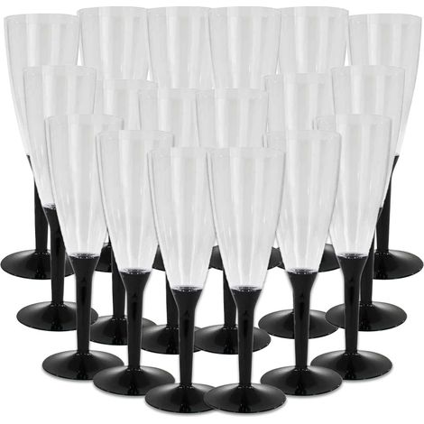 FLUTE CON BASE NERA IN CONFEZIONE DA 18 PEZZI REALIZZATI IN PLASTICA (1/2)