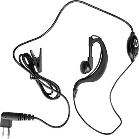 1 Casque avec microphone, 2 broches, plastique noir, pour talkies-walkies Motorola et Baofeng (1/5)