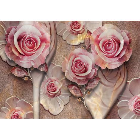 Papier peint panoramique - Fleurs 3D - 130 cm x 91 cm (1/2)
