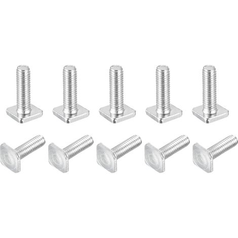 sourcing map 10 pièces Vis à tête carrée M6x20mm Filetage complet Acier au carbone Grade 4.8 métaux