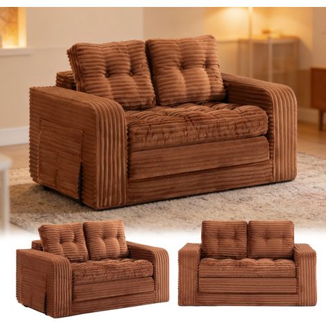 Faltbares Schlafsofa, Tragbarer Stuhl-Bett-Komfortable Bodensofa, Umwandelbarer Schlafsessel mit Kissen, Cord-Stoffbezug Sessel Schlafcouch, für Wohnzimmer und Schlafzimmer