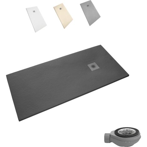 Sindesliz plato ducha antideslizante Stone grafito 120x70 (1/4)