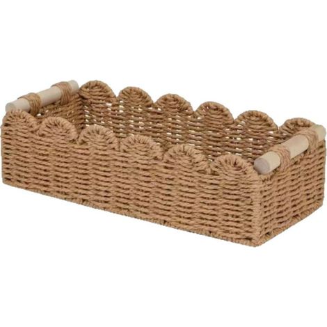 Beyamis Panier de rangement tressé en rotin avec poignée, bac de rangement de bureau en tissu pour jouets, goûters et rangement de chambre d'enfant et de maison (1/5)