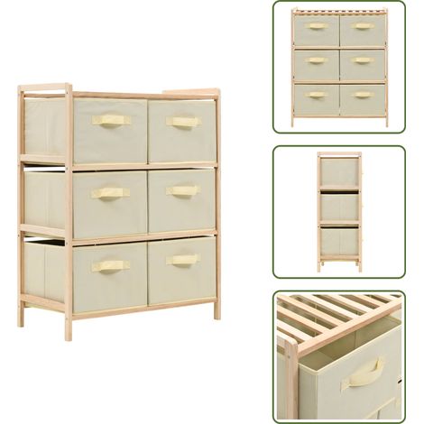 Korb-Kommode mit 6 Stoffkörben Zedernholz Beige - Aufbewahrungschrank - Holzaufbewahrung - Zedernholzkorb - Stauraummöbel - Wohnzimmermöbel (1/5)