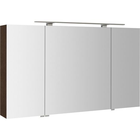 Armoire à miroir MIRRÖ avec éclairage LED, 3x portes, 120x70x16cm, Pin Rustique (1/4)
