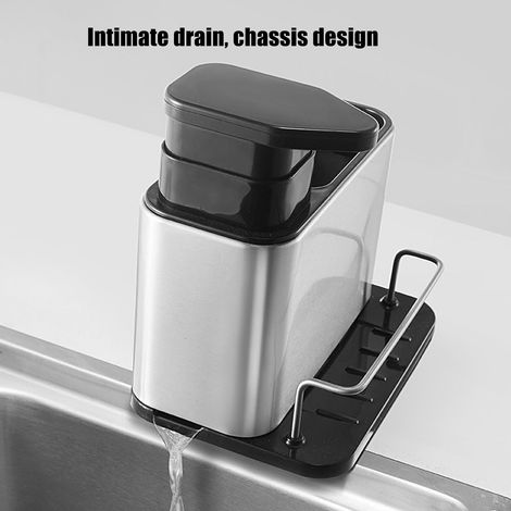 3-in-1 Schwarzes, abnehmbares Multifunktions-Küchenregal – Utensilienhalter mit wasserdichter Schublade aus ABS/PP und Edelstahlrahmen