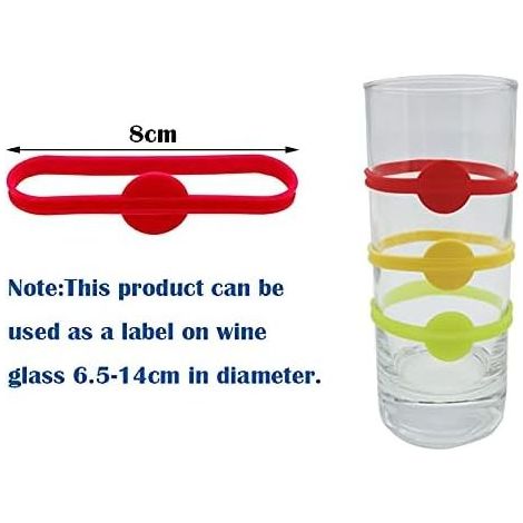 Marque-Verres, marqueurs de boissons en silicone, Autocollants d'identification de verre de fête, étiquettes de marqueur d'identification, pendentifs en Silicone (24 pièces, 6 couleurs) (1/5)