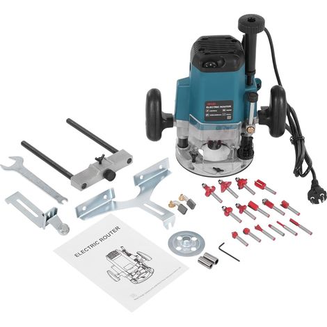 HAUTOUR Affleureuse Défonceuse Trimmer Router Fraiseuse Électrique Outil à Bois 2200W Pince 6.35mm 9.52mm 12.7mm + 15 pinces de serrage pour Travail du bois (1/5)