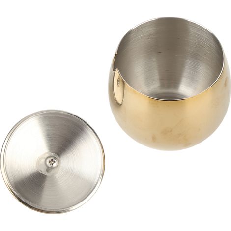 Grand sucrier/pot à épices en acier inoxydable avec couvercle, idéal pour ranger le sel, les bonbons, le café, compatible lave-vaisselle, doré. (1/5)