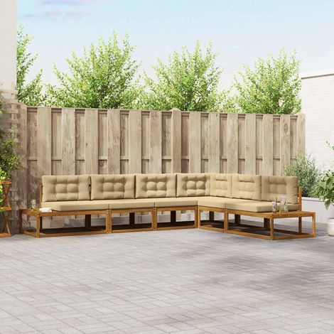 Outdoor-Sofagarnitur 6 Stück Natur und Beige (1/5)
