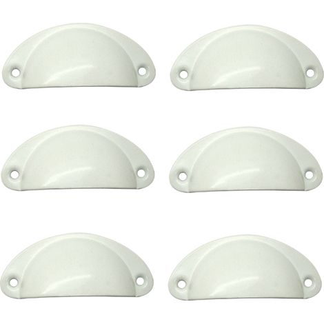 MINKUROW 6 Pezzi Maniglie A Conchiglia Vintage 35 X 80 Mm Maniglie Semicircolari Cromate Argento Per La Decorazione Del Cassetto Dell'armadio Dell'armadio Con Viti Di Montaggio (1/4)