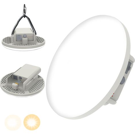 16500mAh Rechargeable Camping Lamp & 2-in-1 Power Bank, LED Camping Lamp with Warm & Cool Light, Stepless Brightness Adjustment, Camping Lantern with Hook Cord & Carabiner (White)