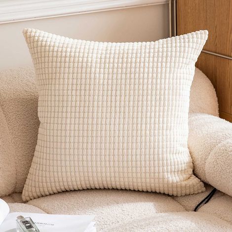 Housse De Coussin - Velours Côtelé À Rayures - 60 x 60 cm - Pour Salon Chambre - Lot De 2