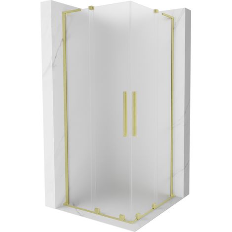 Mexen Velar L Duo Duschkabine Schiebetür 100 x 100 cm, satiniert, gebürstetes Gold - 871-100-100-02-33-55 (1/5)