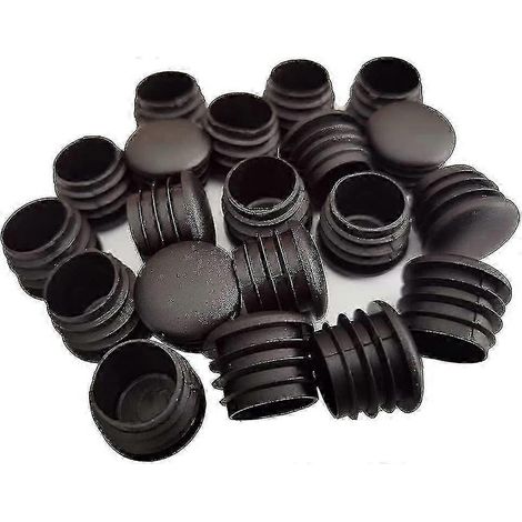 Bouchon rond en plastique lot de 20 bouchons noirs pour embouts de tubes patins de chaise bouchons ronds pour pieds de chaise/meubles (25 mm) - XC (1/5)