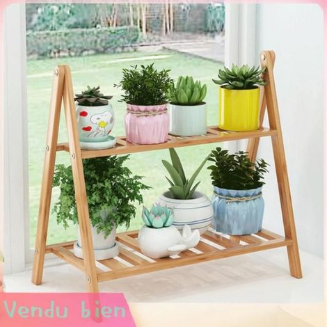 Garosa Support de Pot de fleurs Support de Pot de fleur en bambou multicouche, support de jardinière succulente piscine moteur (1/4)