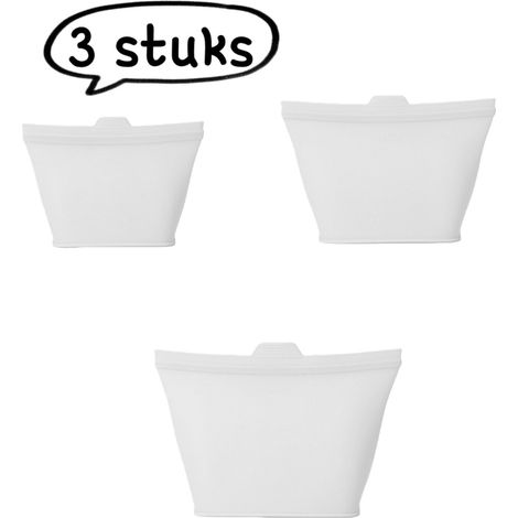 Lot de 3 sacs de conservation alimentaire - Sacs de conservation en silicone alimentaire - Sacs de conservation pour réfrigérateur, sacs isothermes semi-transparents - Blanc (1/5)
