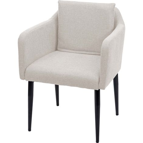 Sedia poltrona pranzo soggiorno Lounge elegante HHG-728, tessuto avorio beige