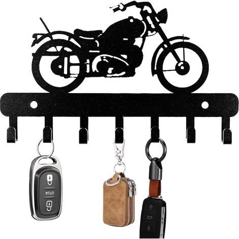 1 Porte-clefs Métal, 7 Crochets, Design Moto, Accroche-clés Noir, Pour Entrée, Cuisine, Couloir (1/5)