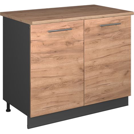 Spülenunterschrank Fame-Line, Goldkraft Eiche/Anthrazit, 100 cm, AP Eiche, Vicco (1/5)