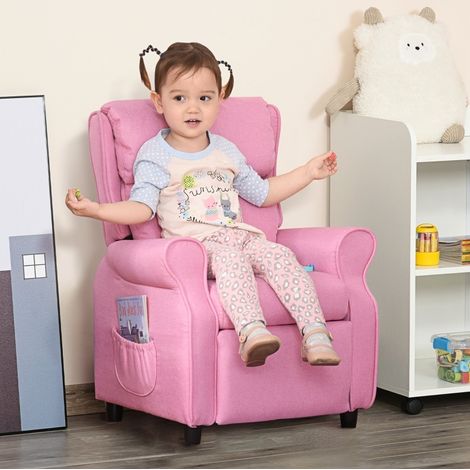 fauteuil enfant 58 x 53 x 70 cm rose – dossier réglable, sans matelas (1/5)