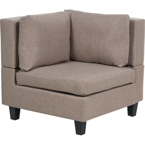 Sillón modular esquinero de tela 1 plaza acolchado con cojín marrón Unstad (1/5)