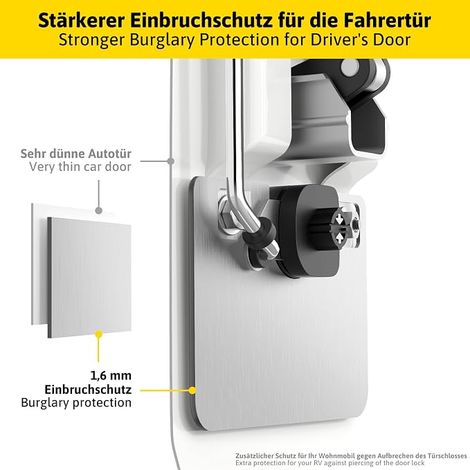 Protection anti-effraction pour porte de conducteur, Verrou de porte, Dispositif anti-vol pour camping-cars en acier inoxydable, Verrou de porte pour Fiat Ducato, Citroën Jumper (1/4)