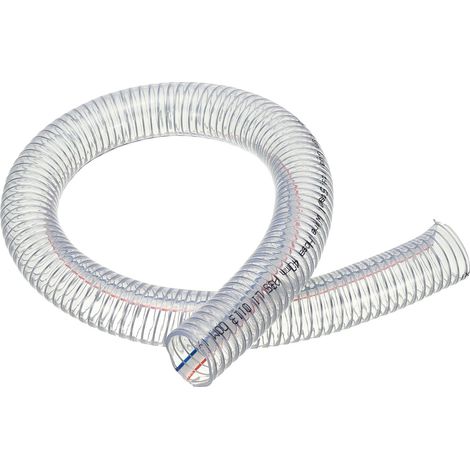 1-9/16" / 40mm ID Tuyau Renforcé Avec Fil 1 Mètre, Tuyau D'Aspiration En PVC Vinyle Haute Pression Résistant Aux Produits Chimiques Avec Spirale Pour Eau Carburant, Transparent (1/5)