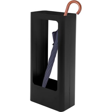 Porte-parapluies rectangulaire - Porte-parapluie moderne - Organisateur de bâtons de marche - 24 x 14 x 52 cm - Noir (1/5)
