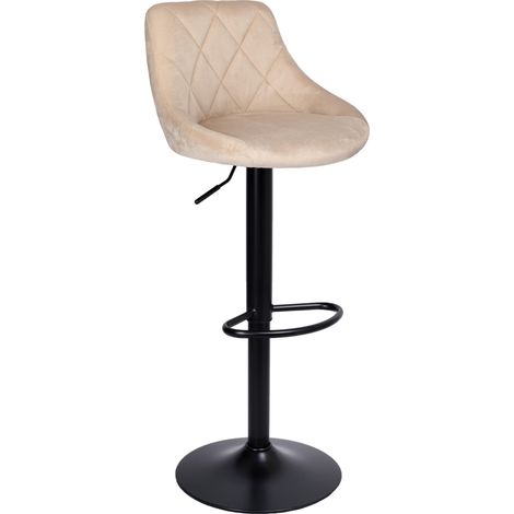 Tabouret de bar Cydro en velours beige et noir (1/5)
