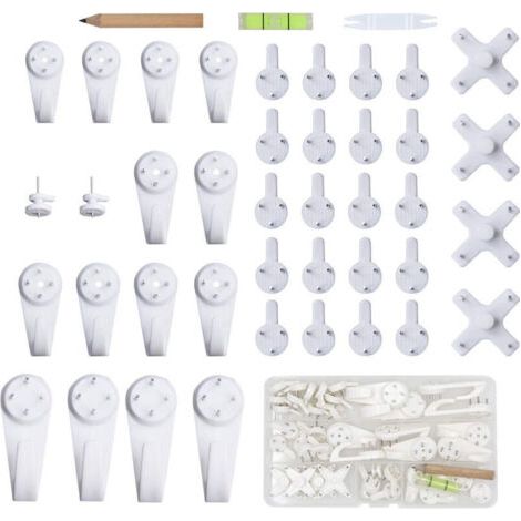 Vtizikl42pcs Accroche Tableau Sans Percer Blanc Fixation Murale Sans Percer Crochet en Plastique pour Accroche Cadre Crochet Tableau Cadre Photo Chapeau
