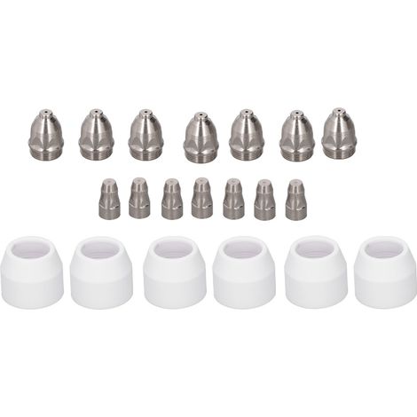 20-teiliges Plasmaschneidbrenner-Verschleißteile-Set aus Edelstahl und Keramik, verschleißfest, inklusive Düsen und Spitzen (1/5)