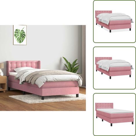 vidaXL Boxspringbett mit Matratze Rosa 80x220 cm Samt (1/5)