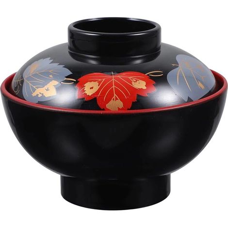 Bol Miso - En Mélamine Avec Couvercle - Style Japonais Pour Riz Ramen Apéritif - Lot De 1 (1/5)