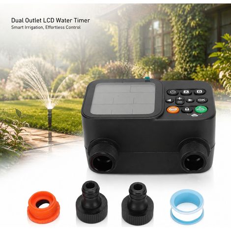 Toivize-Programmateur Arrosage - Double Sortie - LCD Étanche IP54 - Minuteur Irrigation Automatique Jardin Goutte-à-Goutte avec Filtre (1/4)