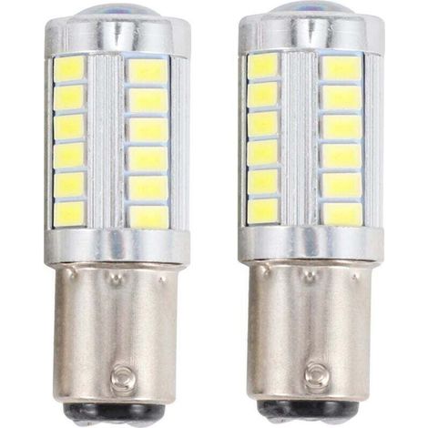 Ampoule LED 1157 P21 5W Bay15D 33 SMD 5730 Pour Feu Stop Clignotant Stationnement Blanc Xenon Lot De 2 (1/4)