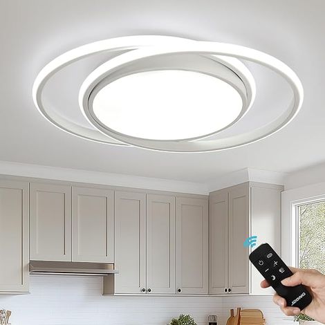 LED Deckenleuchte 50CM Rund Deckenlampe Weiß 54W Wohnzimmerlamp Dimmbar mit Fernbedienung 3000-6500k  Farbtemperatur Stufenlos Einstellbar Deckenbeleuchtung für Schlafzimmer Esszimmer