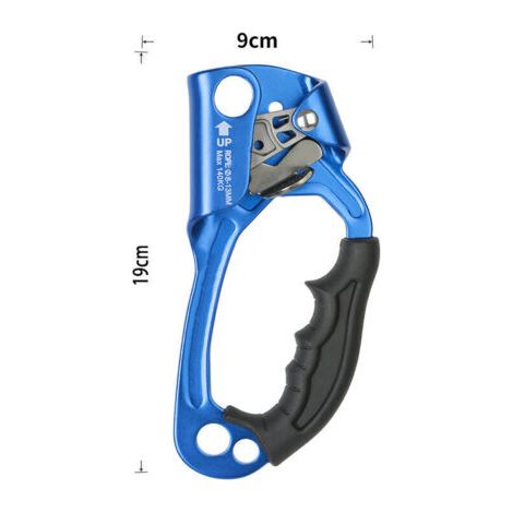 Certifié Main Ascendeur d'escalade Arbre Arboriste Rappel Gear Équipement Corde Pince pour 812 MM Corde--Bleu [Main droite]. (1/4)