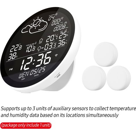 Tuya Wifi Station météo intelligente avec horloge température intérieure et extérieure compteur d'humidité multifonctionnel grand écran Temp.Capteur jauge 1 (1/5)