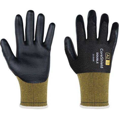 Gants anti-coupures CoreShield Double 22-2D18B Taille 7/S noir/jaune PSA II (Par 10)