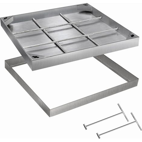 Couvercle de regard 300 x 300 mm en acier inoxydable 201 Couvercle de regard encastré avec cadre Couvercle de regard invisible avec 2 poignées Couvercle de regard carré pour l'intérieur et l'extérieur (1/5)