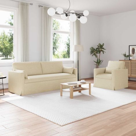 Sofa Set 2 pcs Creme 198 x 78 x 80 cm Stoff