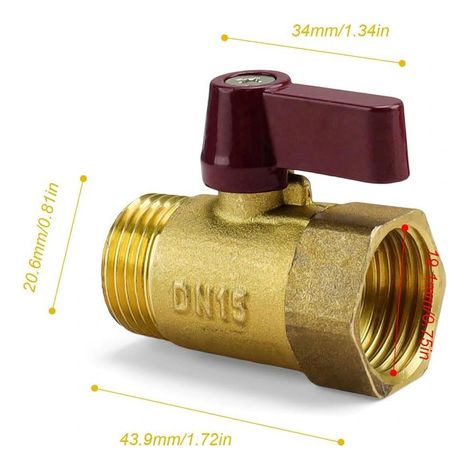 Vanne à boisseau sphérique miniature en laiton DN15 Vanne d'arrêt mâle-femelle 1/2" pour tube de tuyau d'eau de compresseur d'air